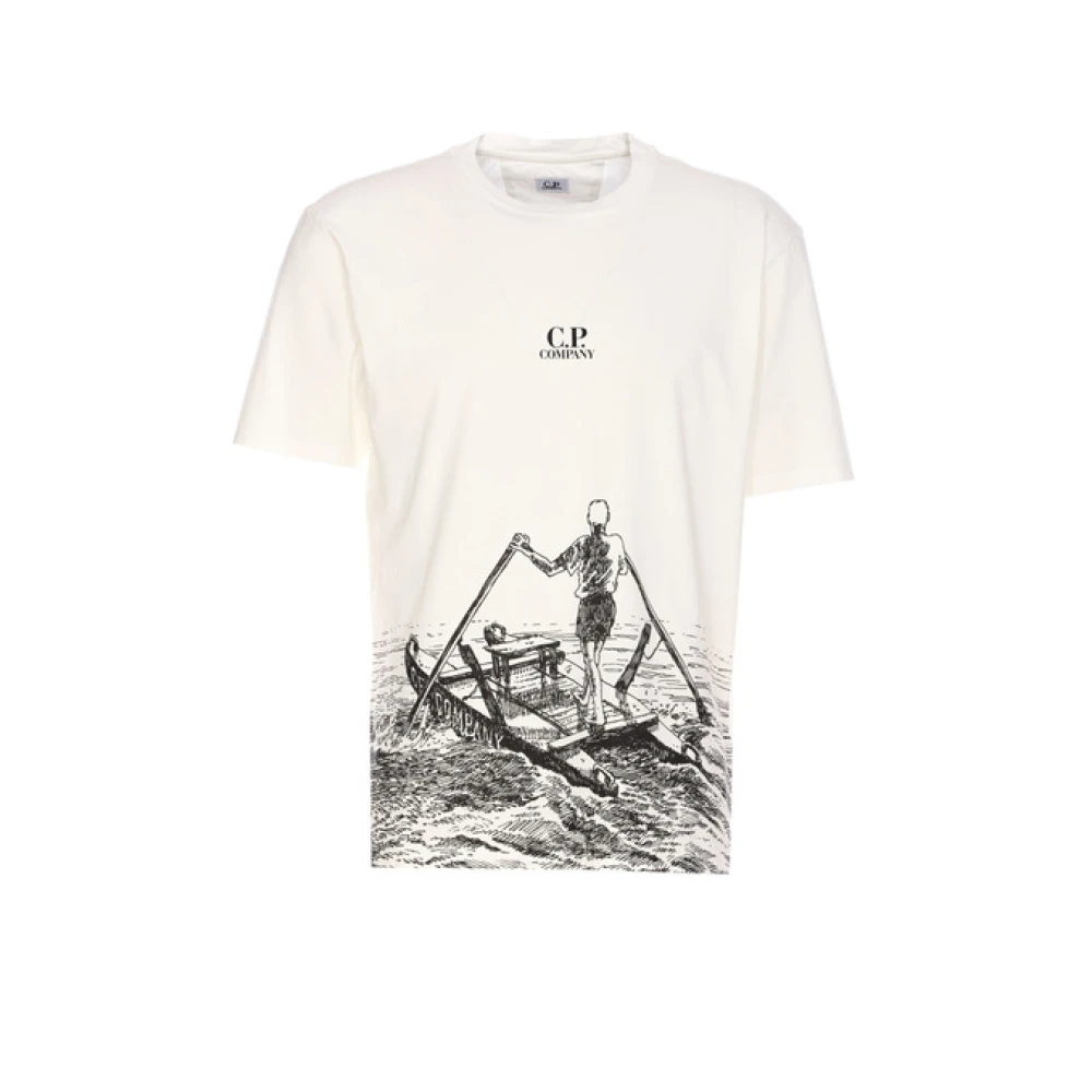 C.P. Company Wit Bedrukt Katoenen T-shirt White Heren