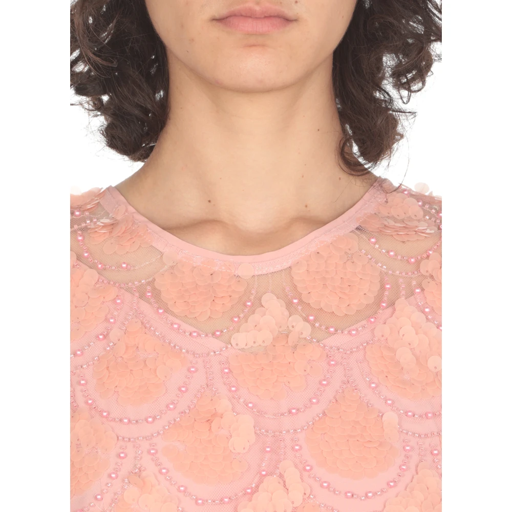 Rotate Birger Christensen Roze Paillet Mouwloze Jurk Pink Dames
