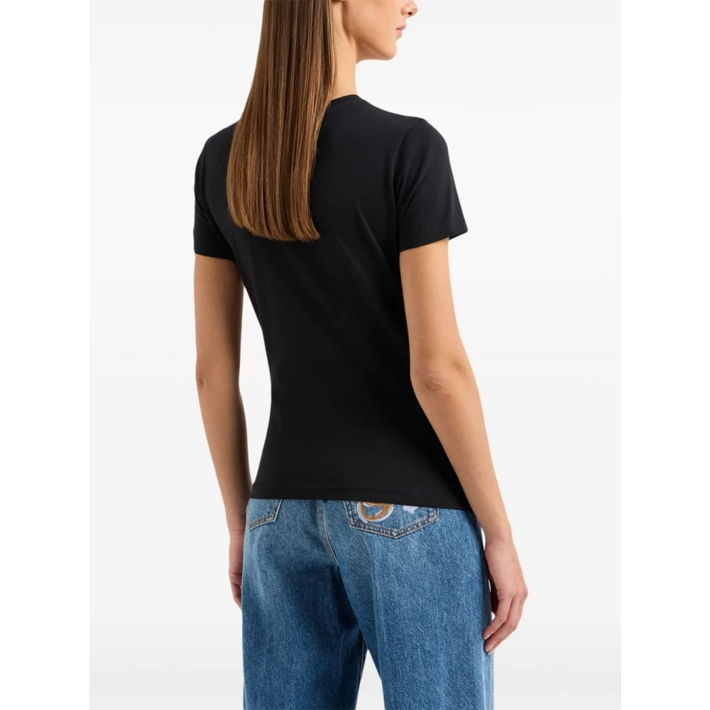 Emporio Armani Zwart Logo Print T-shirts en Polos Black Dames
