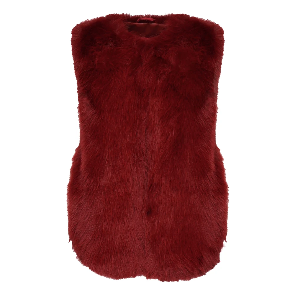 V73 Ruby Fur Jane Mouwloze Jas Red Dames