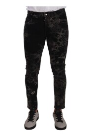 Black Patterned Skinny Slim Fit Jeans