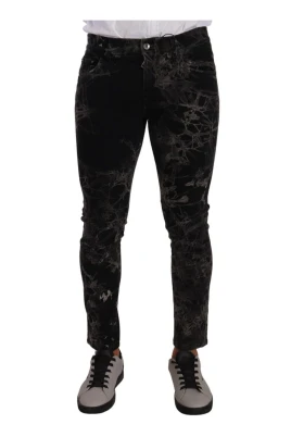Svarta Mönstrade Slim Fit Jeans