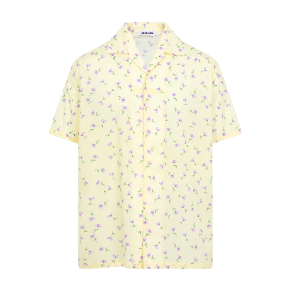 Jil Sander Men's Yellow Short Sleeve Shirts, L, Cotton Shirt
