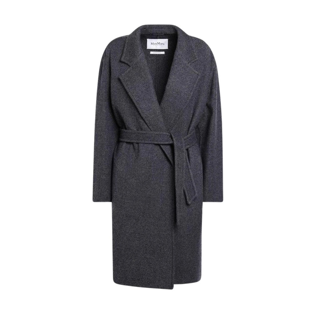 Max Mara Femme Gris Manteaux, Taille: 38 Fr Manteau Portefeuille Ceinturé En Mélange De Laine