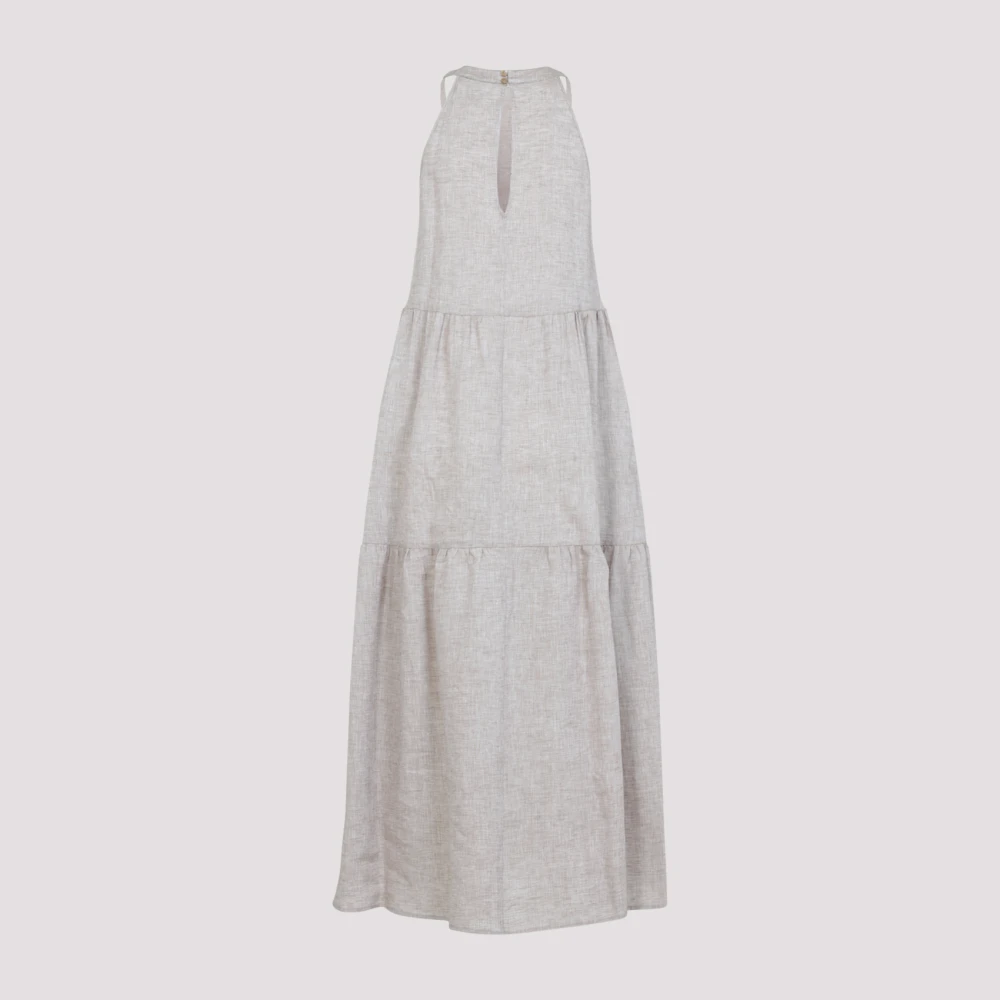 PESERICO Chique Nude Maxi Jurk Gray Dames