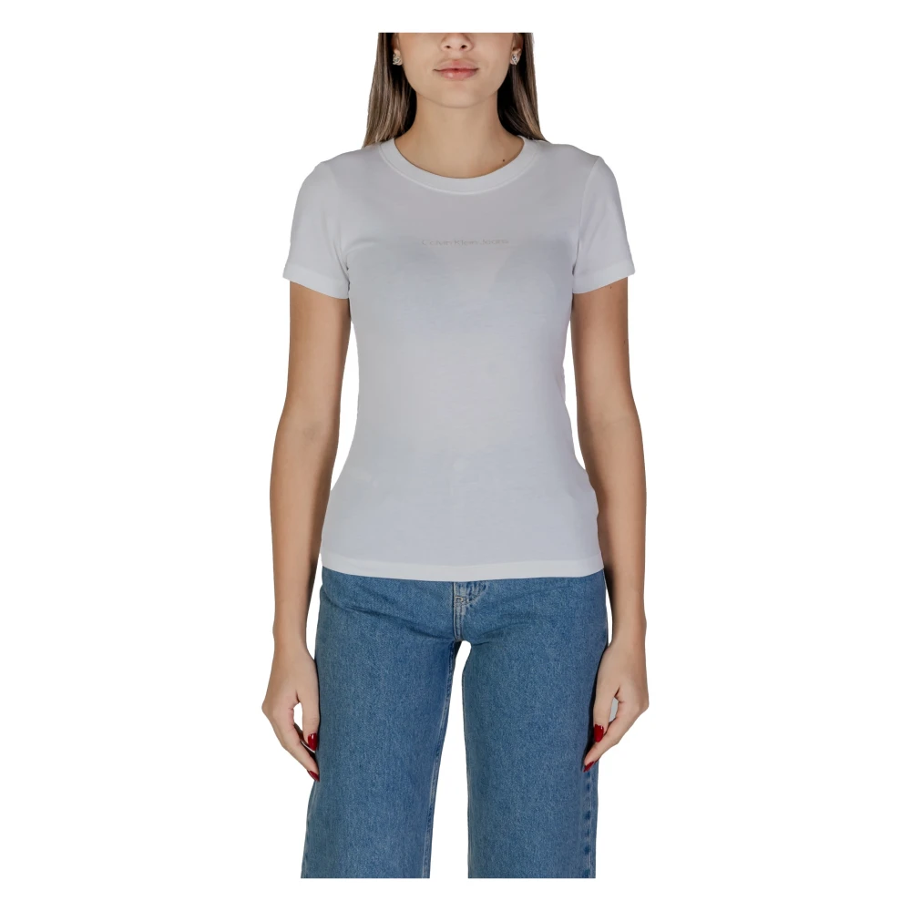 Calvin Klein Jeans Klassiek Katoenen T-shirt White Dames