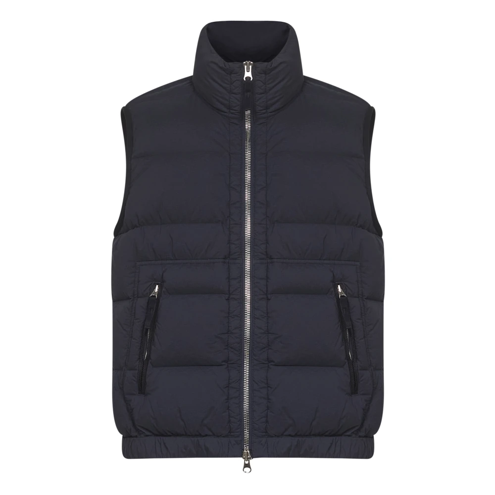 Stone Island Blue Waistcoats, Male, S, Padded Sleeveless Zip Coat