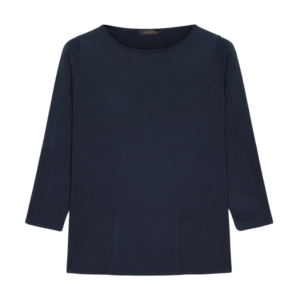 Elena Mirò Round-neck Knitwear Blue Dames