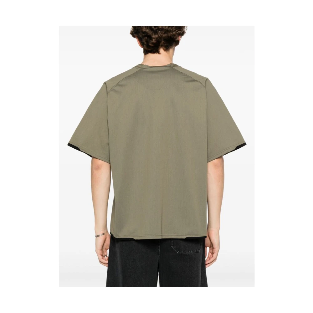 Sacai Olijfgroene Crew Neck T-shirt Green Heren