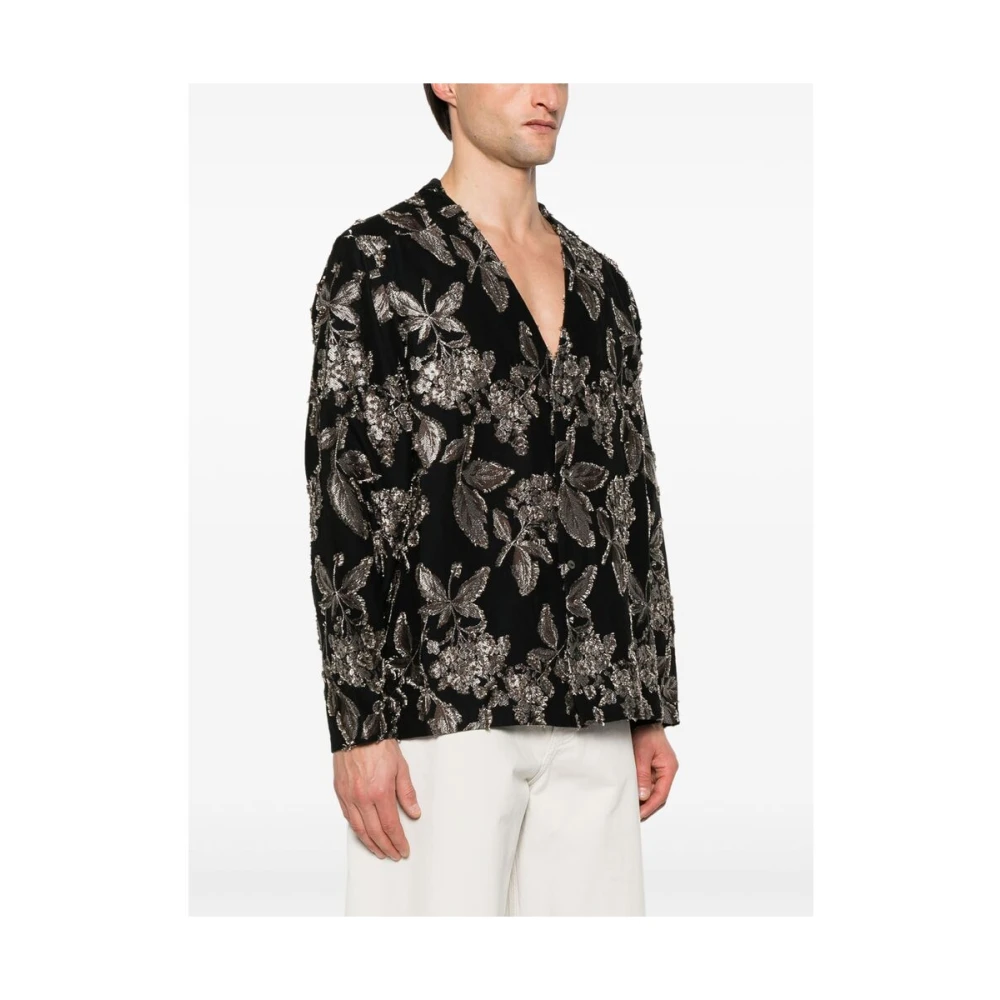 Needles Zwarte V-hals Lange Mouw Shirt Black Heren