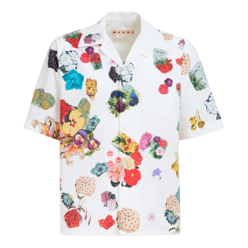 Marni Poplin bowlingshirt met bloemenprint Multicolor Heren