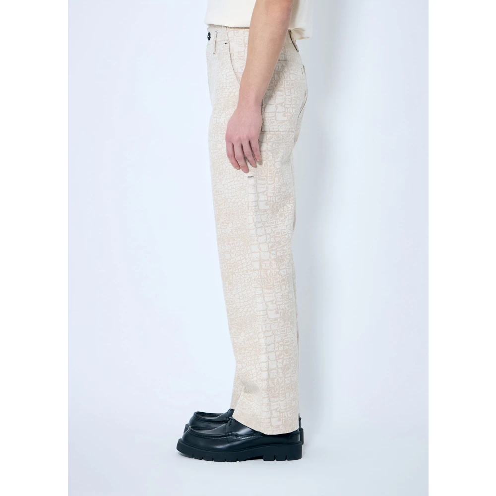 Jacquemus Katoenen Krokodil-geëmbosseerde Straight-Leg Broek Beige Heren
