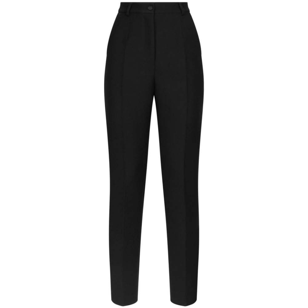 Dolce & Gabbana Gabardine broek met satijndetails Black Dames