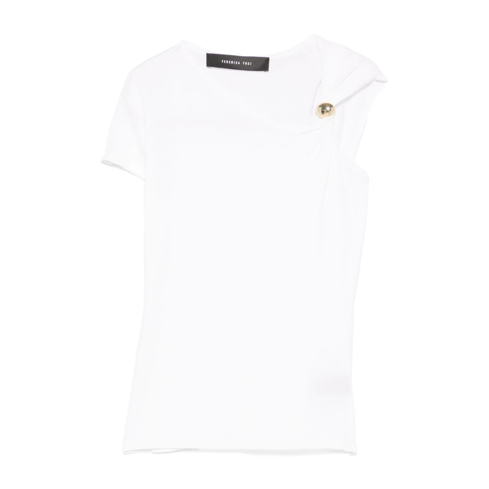 Federica Tosi Wit Asymmetrische Hals T-shirt White Dames