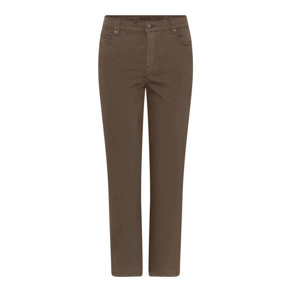 C.ro Women's Brown Slim-Fit Trousers, 4XL, Magic Fit Straight Leg Trousers