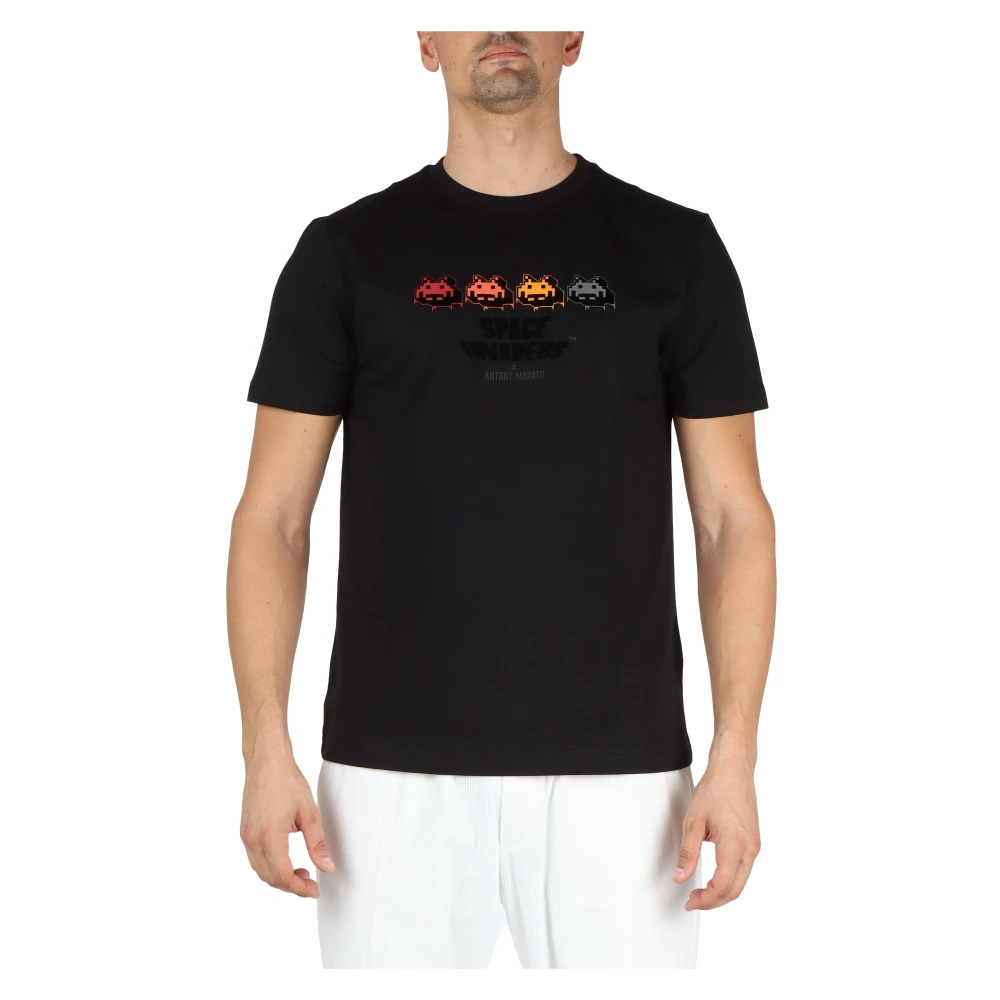 Antony Morato Space Invaders Regular Fit T-Shirt met Voorprint Black Heren