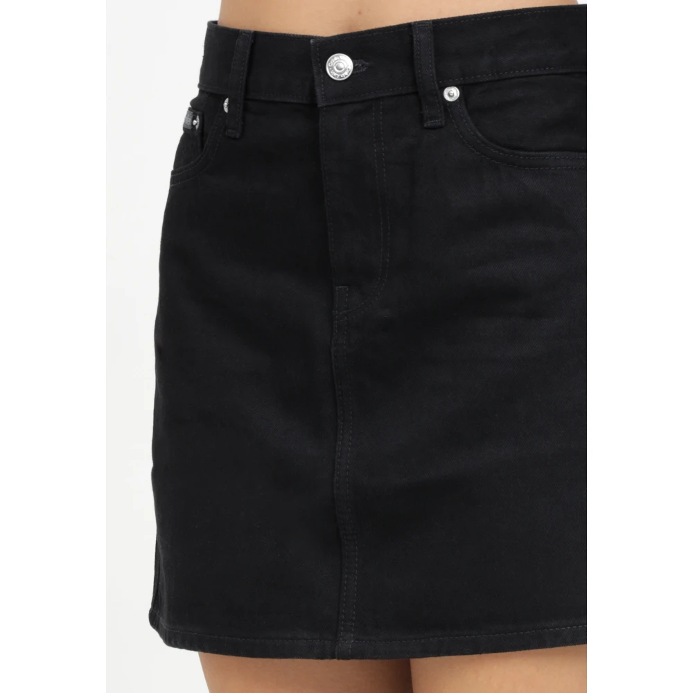 Calvin Klein Jeans Zwarte Denim A-lijn Rok Black Dames