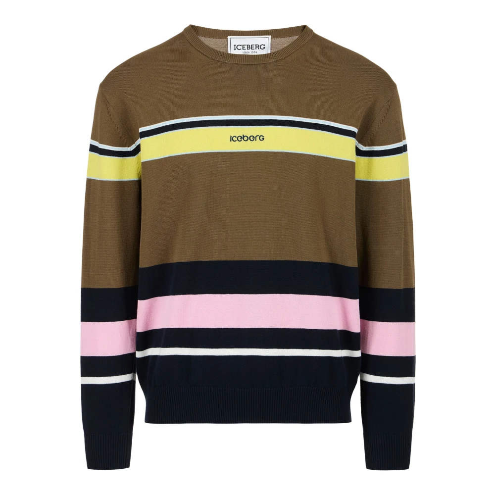 Iceberg Men's Multicolor Round-Neck Knitwear, M, Crew Neck Jumper
