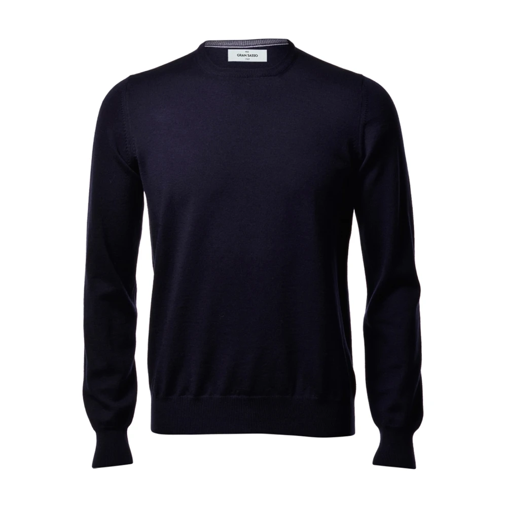 Gran Sasso Blue Round-Neck Knitwear, Male, M, Round-Neck Knitwear