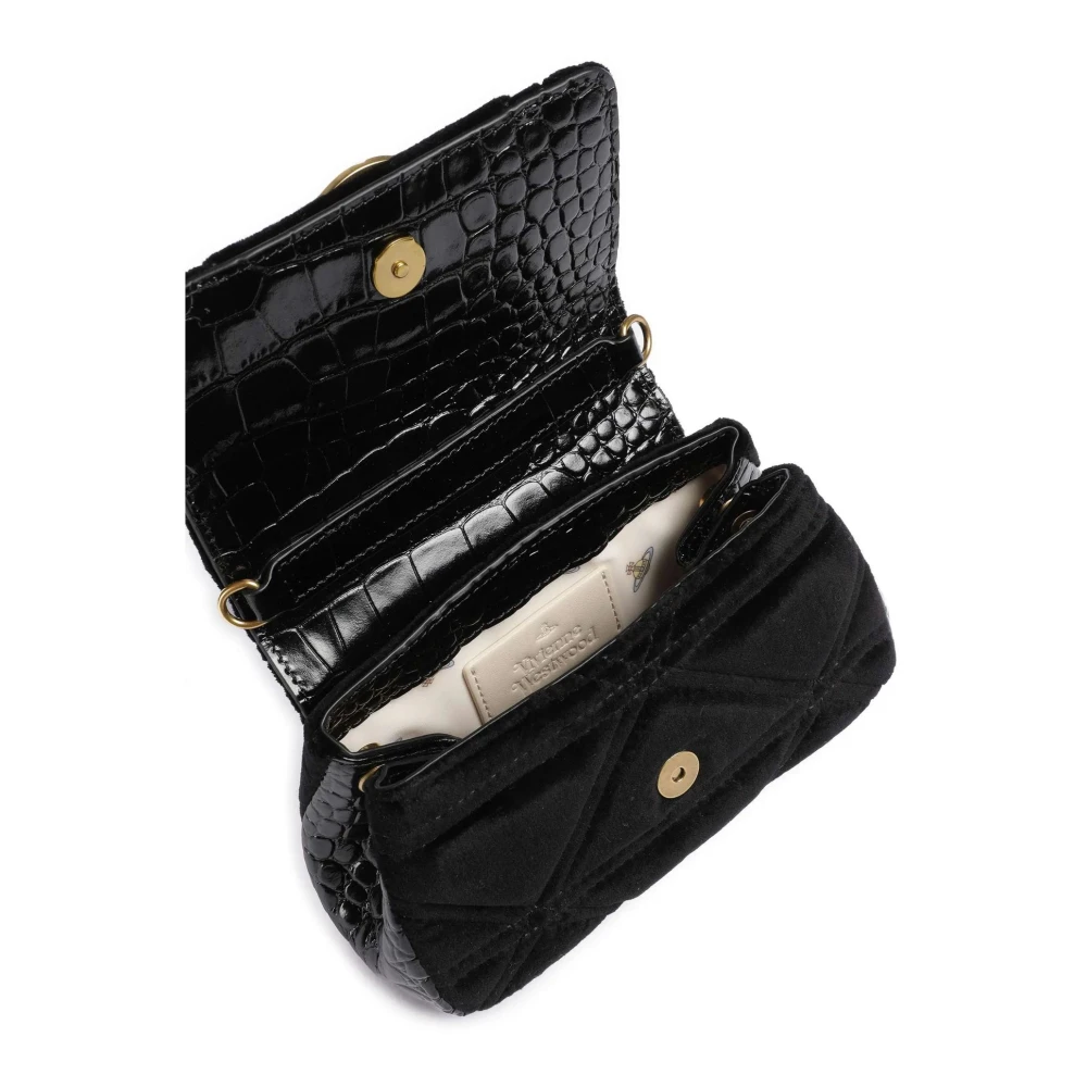 Vivienne Westwood Zwarte Gewatteerde Fluwele Schoudertas Black Dames