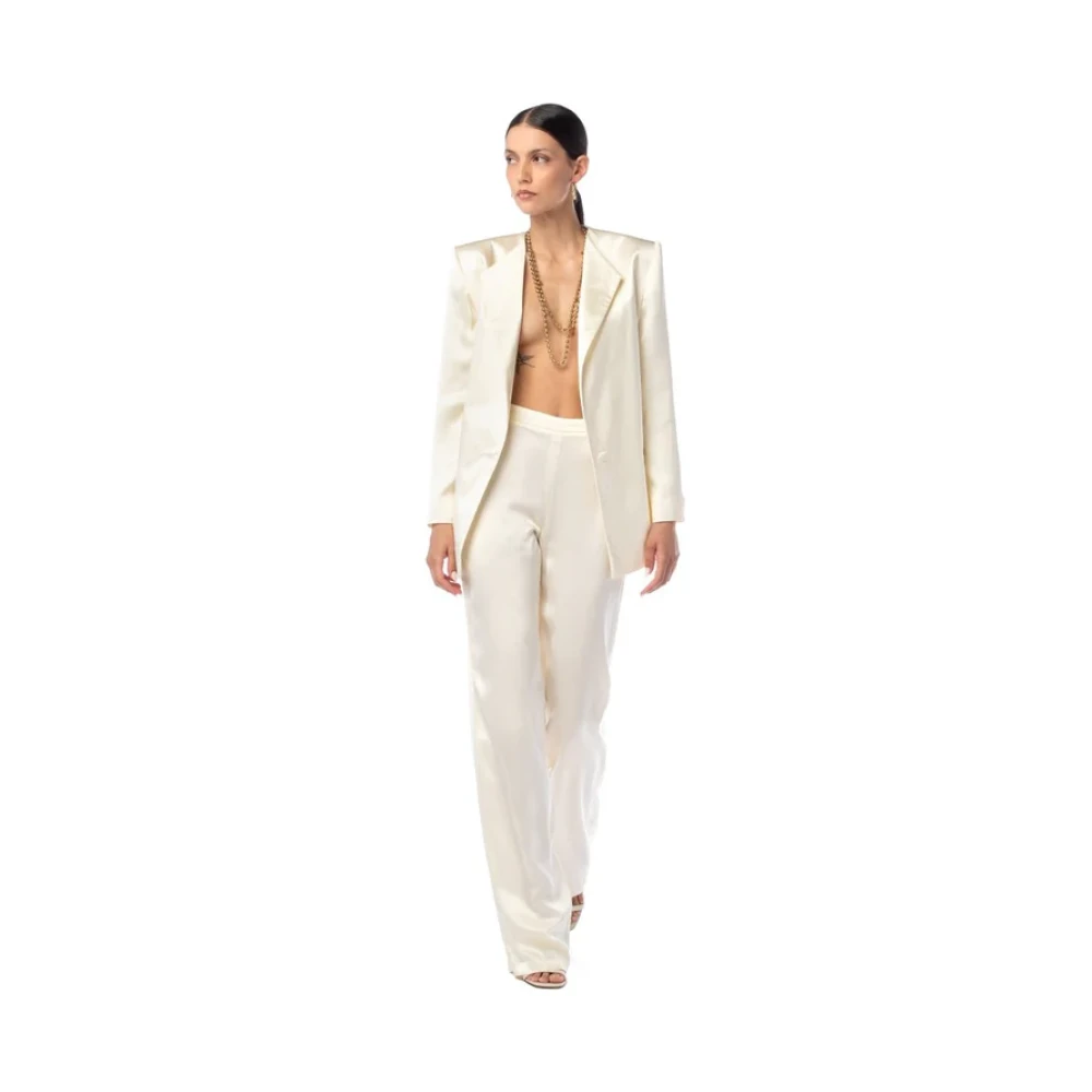 MVP wardrobe Beige Viscose Jas Dubbelrij Stijl Beige Dames