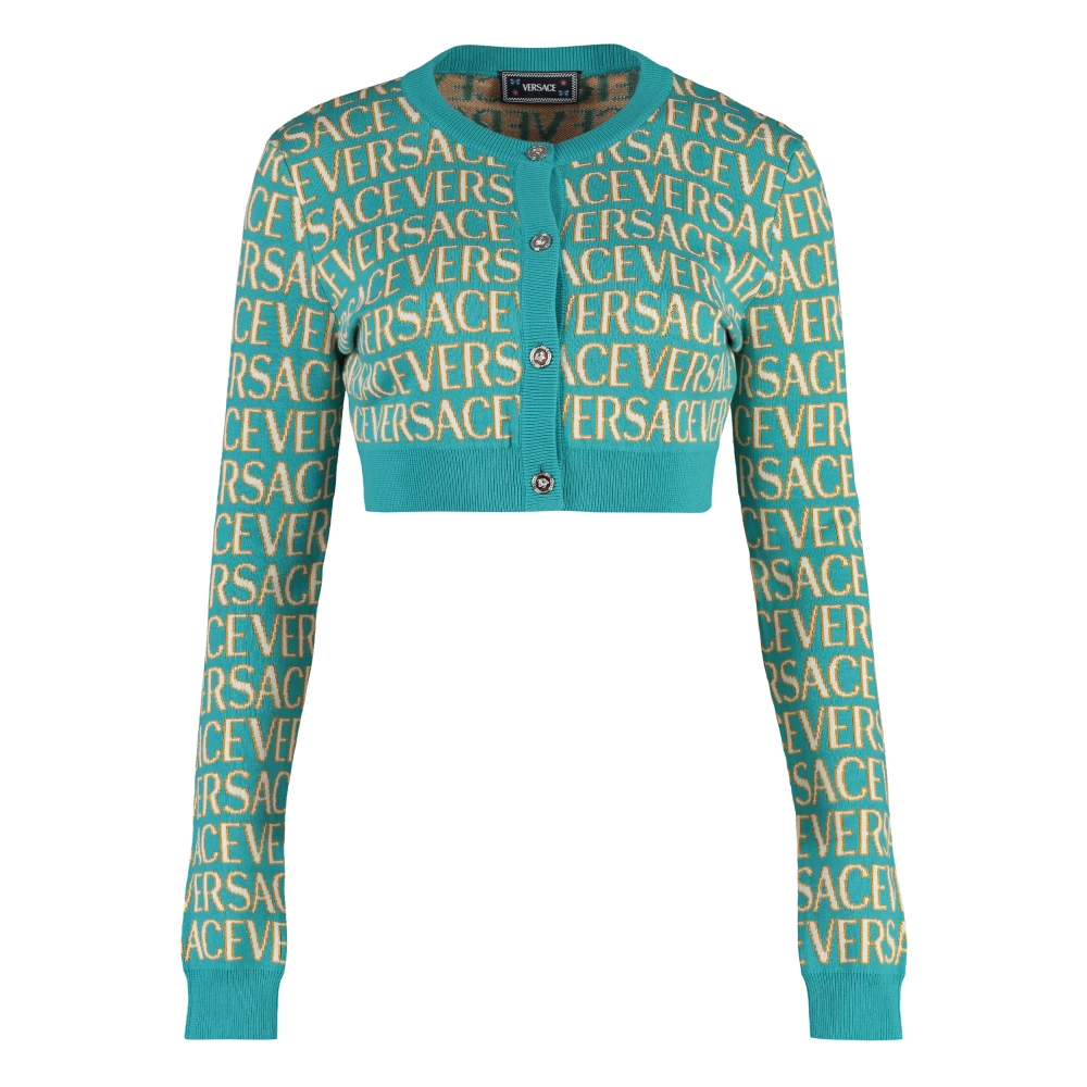 Versace Gebreid Vest met All-Over Motief Multicolor Dames