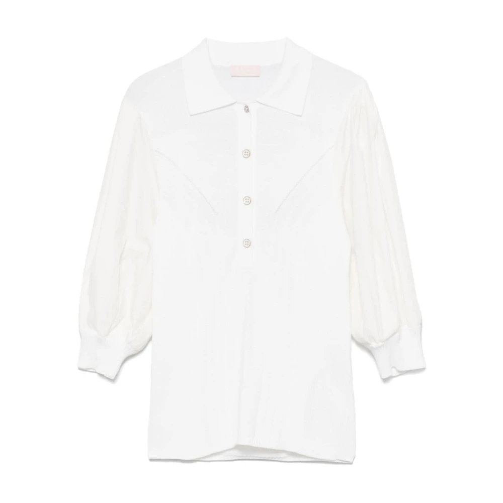 Liu Jo Witte Gebreide Polo Sweater White Dames