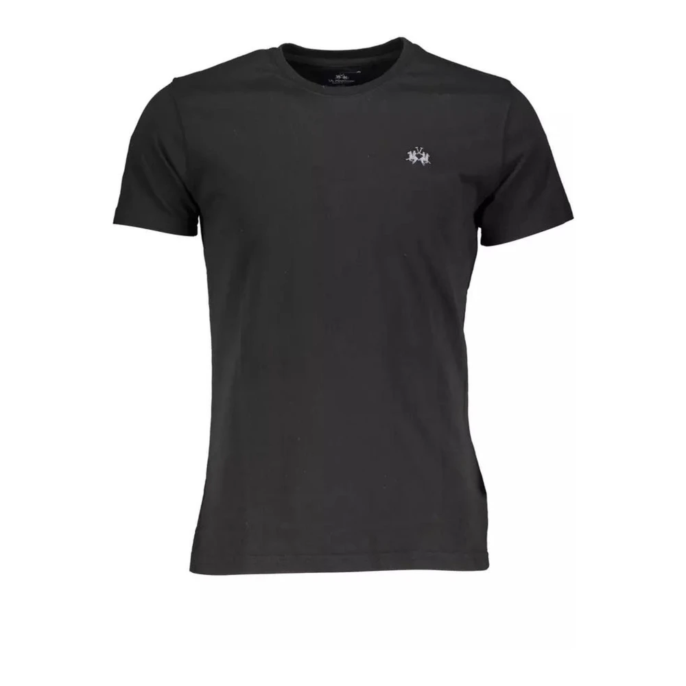 La Martina Men's Black T-Shirts, 2XL, Cotton T-Shirt With Embroidery