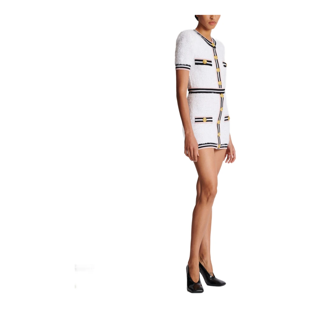 Balmain Monogram gebreide rok White Dames
