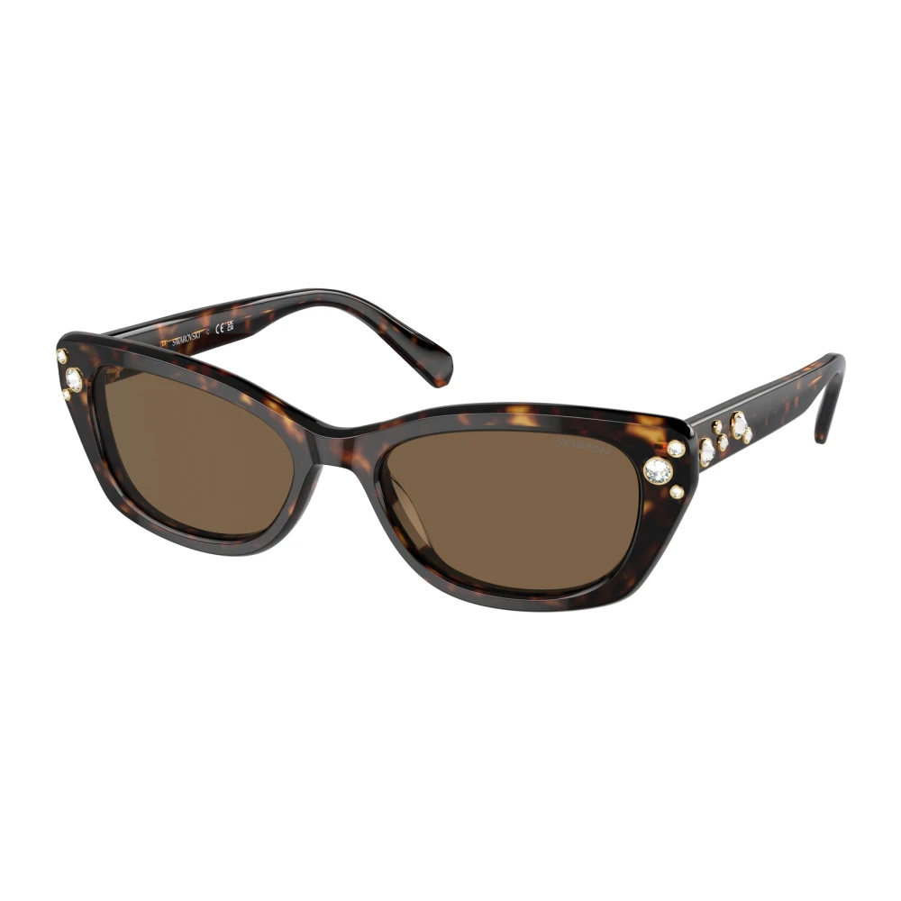 Swarovski Women's Brown Sunglasses,, Stylish Sunglasses Black Sk6019 Medium