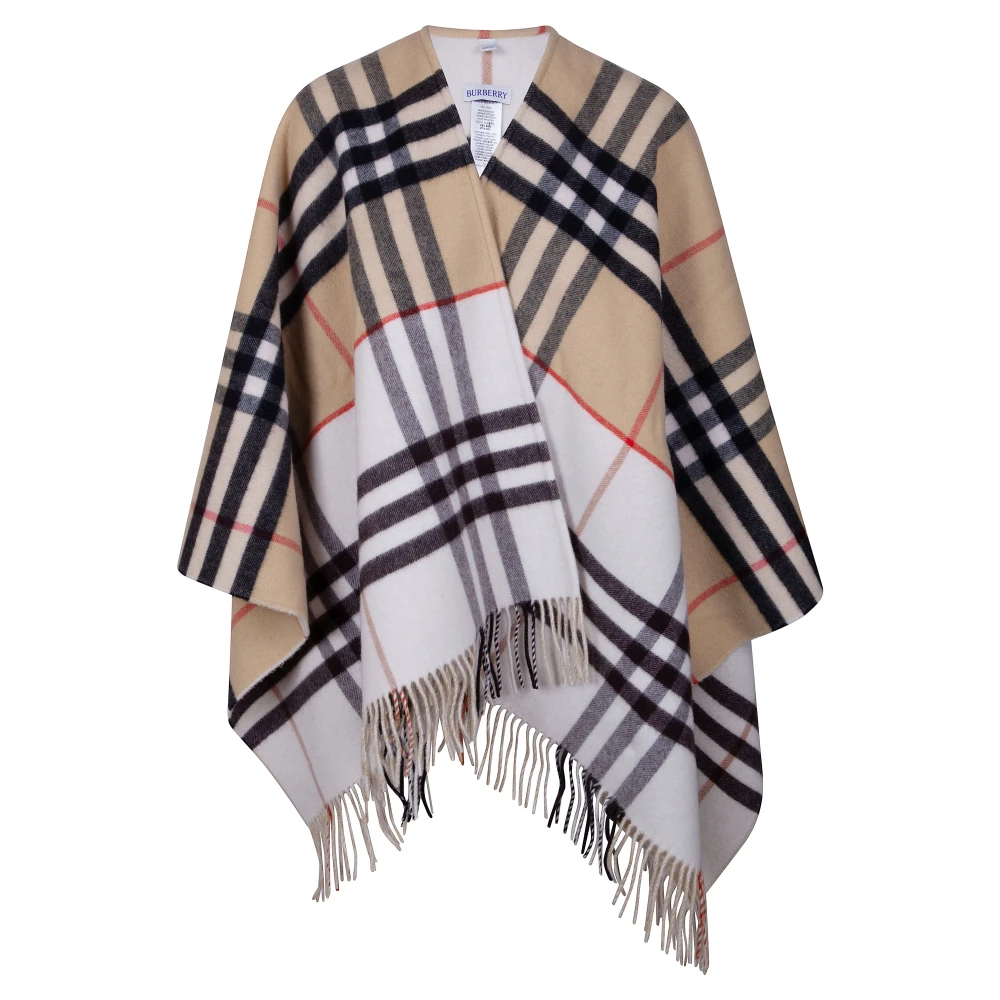Burberry Women's Beige Ponchos, One Size, Double Check Cape