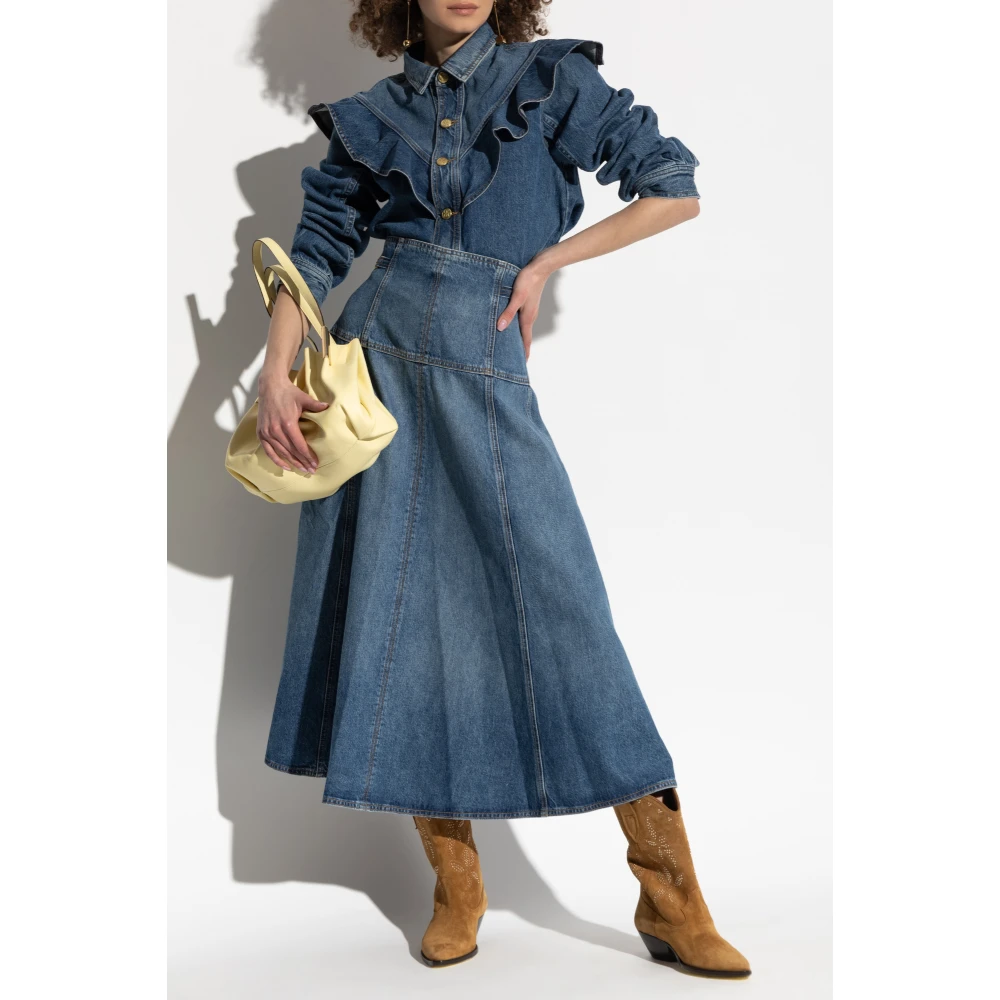 Ulla Johnson Denim rok The Brigette Blue Dames