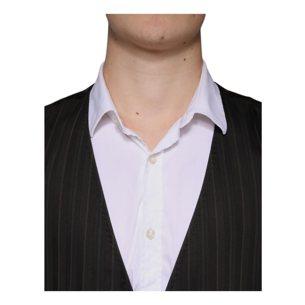 Dolce & Gabbana Zwart Formeel Vestjurk met Logo Black Heren