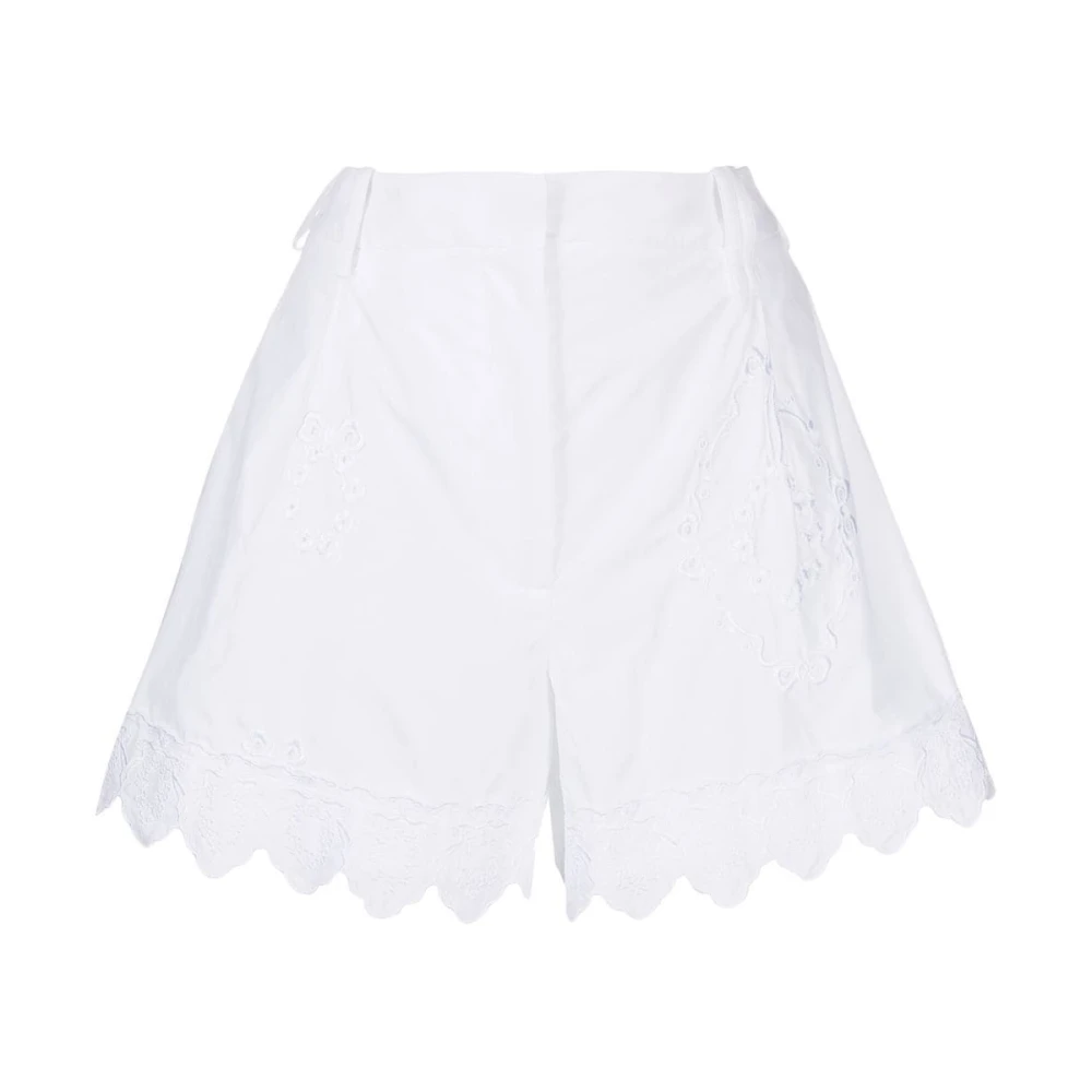 Simone Rocha Geborduurde katoenen shorts met geschulpte zoom White Dames