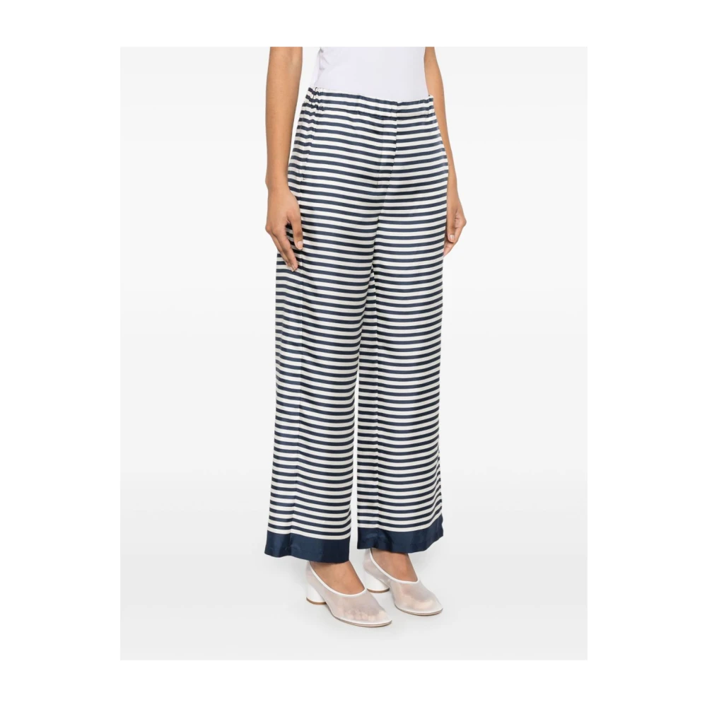 Max Mara Blauwe Gestreepte Broek met Elastische Tailleband Blue Dames