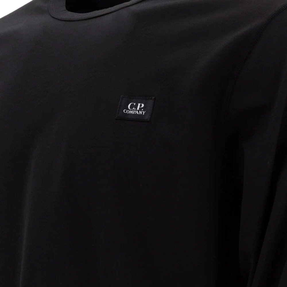 C.P. Company Zwarte Longsleeve Katoenen Jersey T-shirt Black Heren