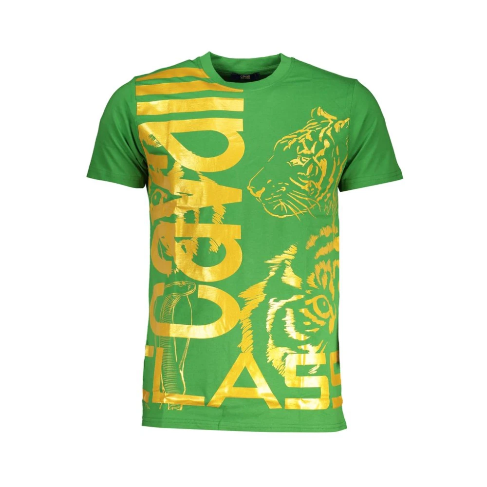 Cavalli Class Groen Katoen Bedrukt Logo T-Shirt Green Heren