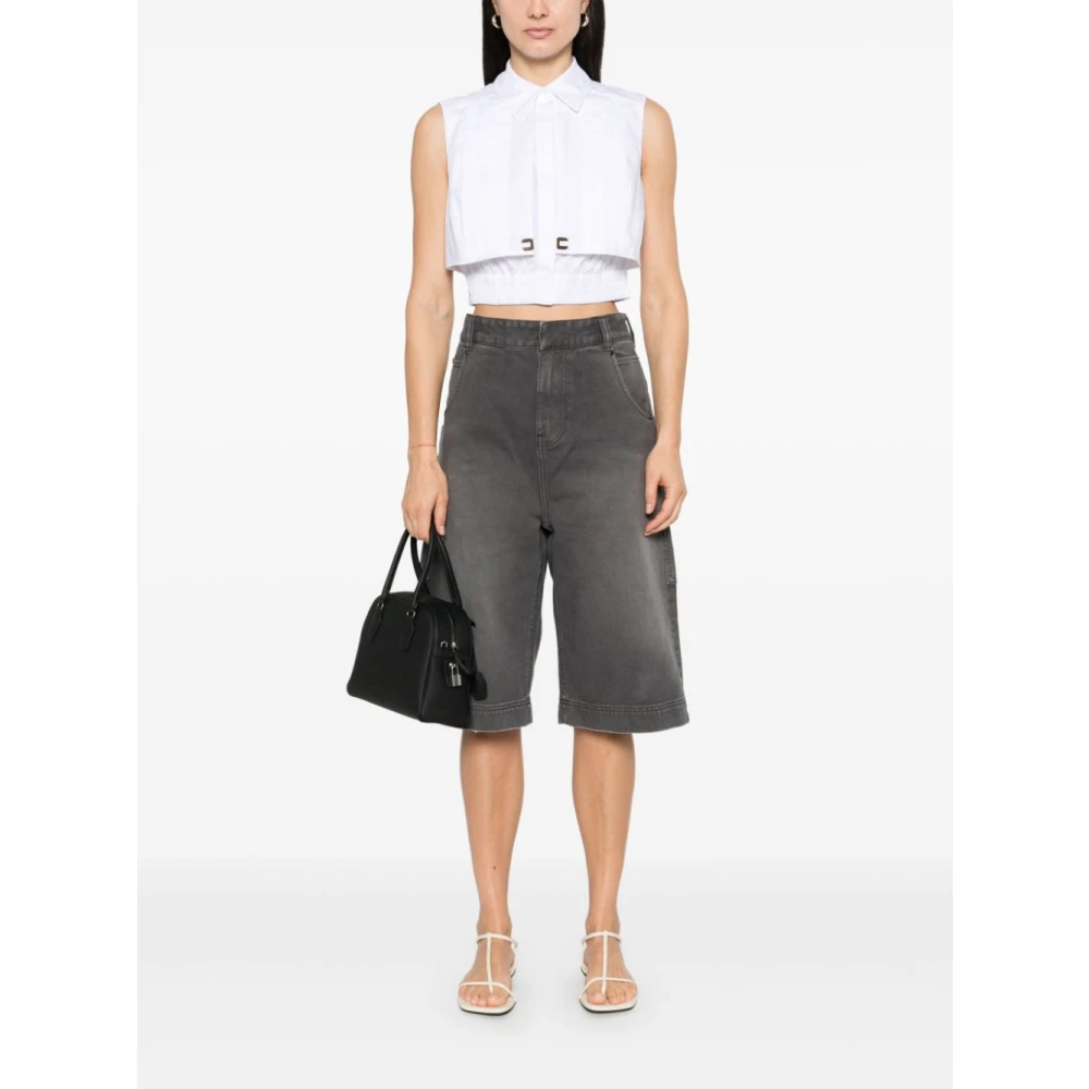 Elisabetta Franchi Witte Mouwloze Blouse Elastische Zoom White Dames