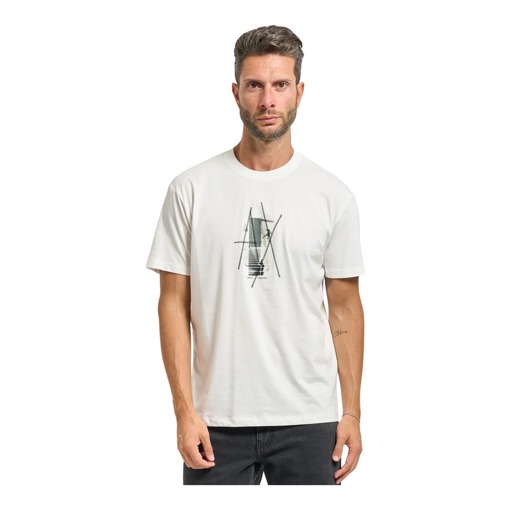 Armani Exchange Homme Blanc Tops, Taille: L T-Shirt Avec Logo Imprimé
