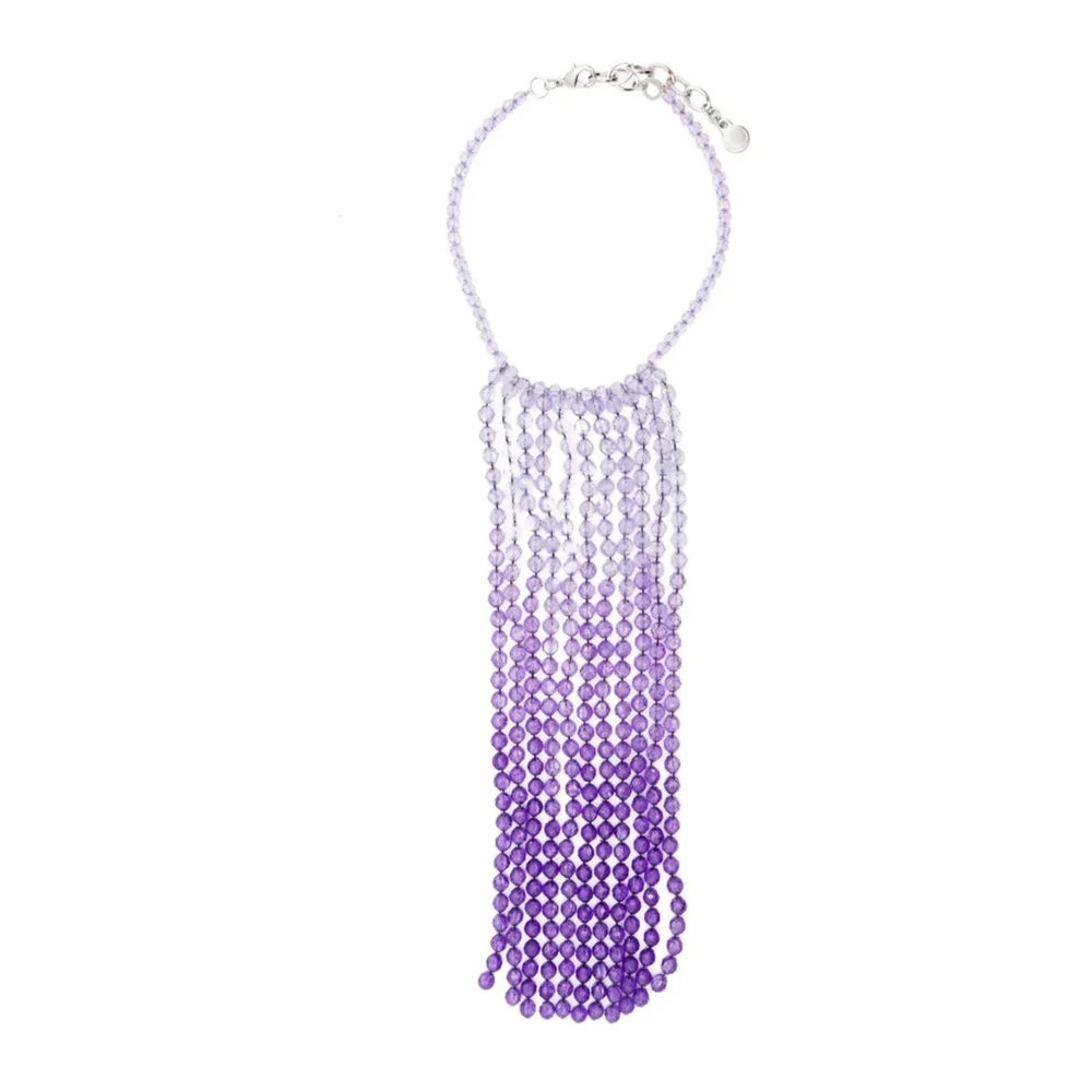 Emporio Armani Women's Purple Fringe Necklace With Bead Decoration