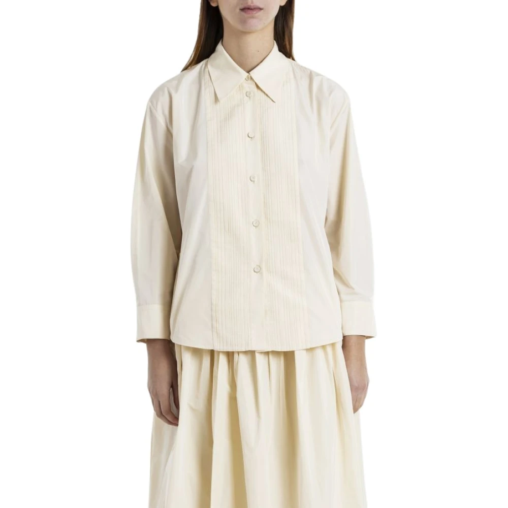 Jil Sander Geplooide Borst Taffeta Shirt Beige Dames
