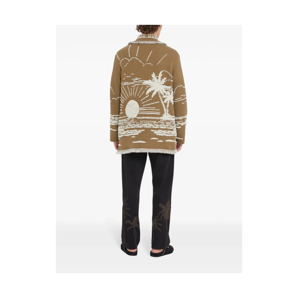 Alanui Khaki Bruin Shawl Lapel Sweater Brown Heren