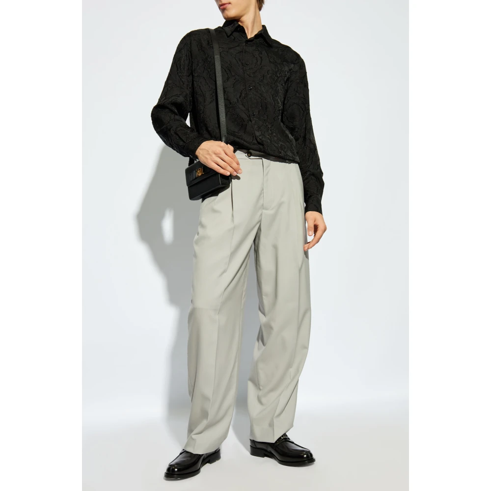Versace Shirt met 'barocco' motief Black Heren