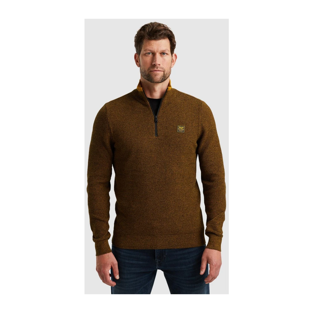 PME Legend Halve Rits Katoenen Trui Brown Heren