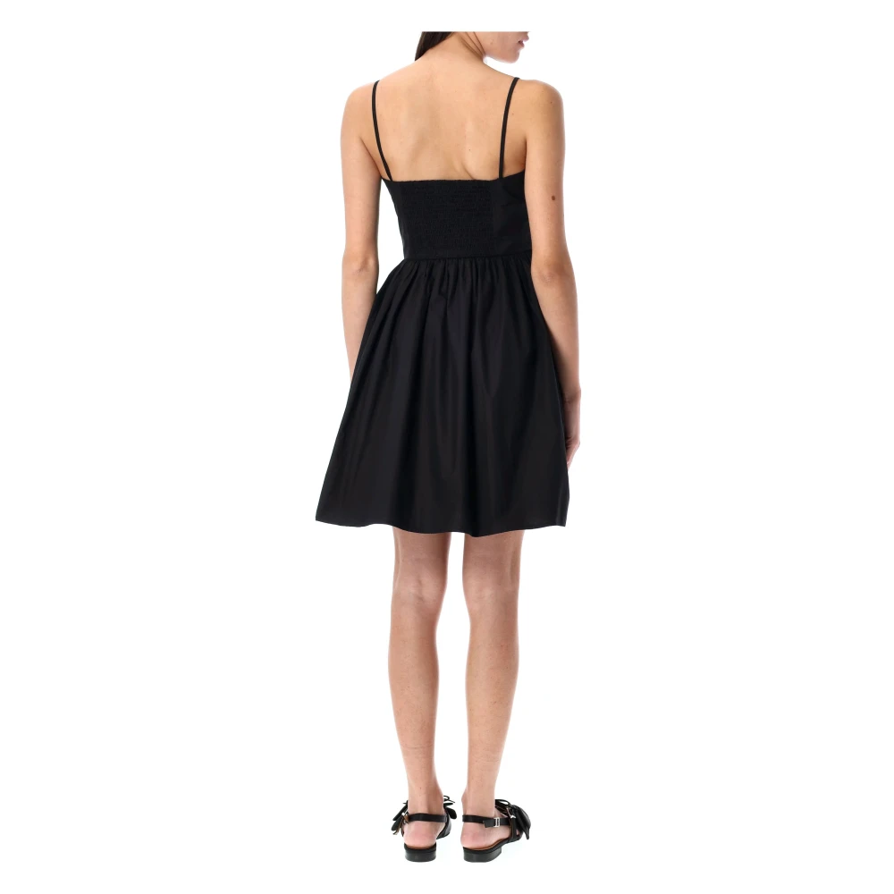 Ganni Zwarte Strap Mini Jurk Elegant Stijl Black Dames