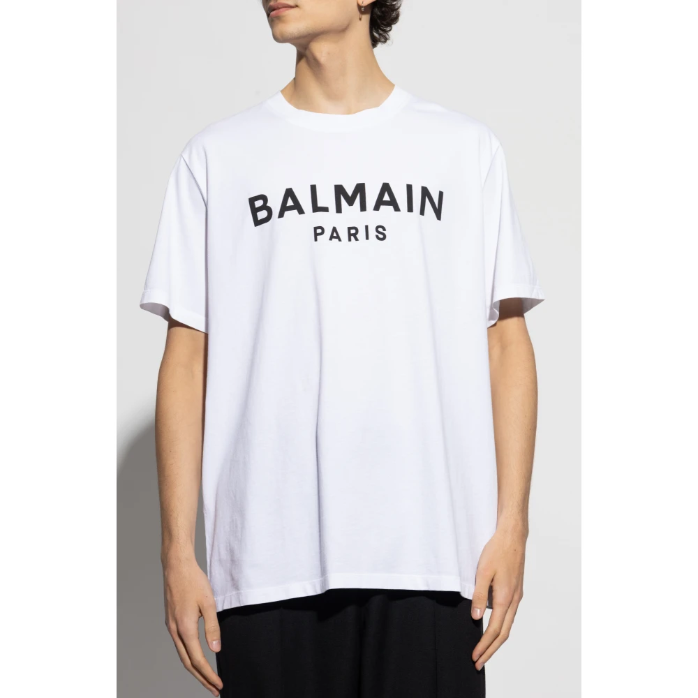 Balmain T-shirt met logo-opdruk en ronde hals White Heren