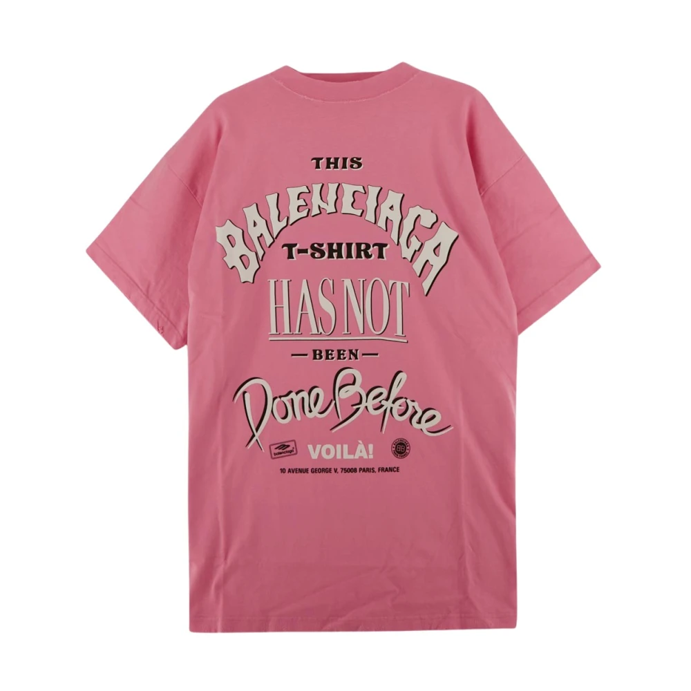 Balenciaga Katoenen Logo T-shirt Pink Dames
