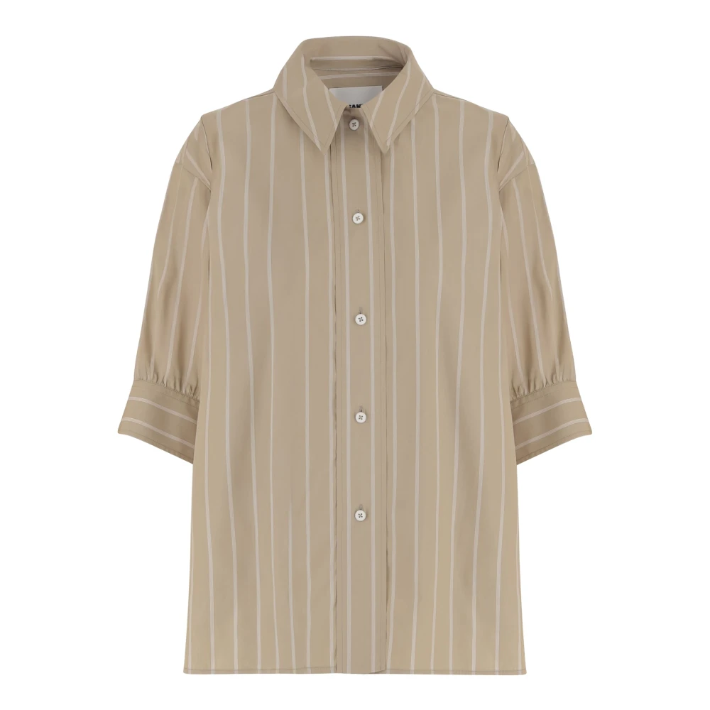 Jil Sander Kvinno Beige Blusar & Skjortor Dam, M, Bomull, Randig Bomullsskjorta