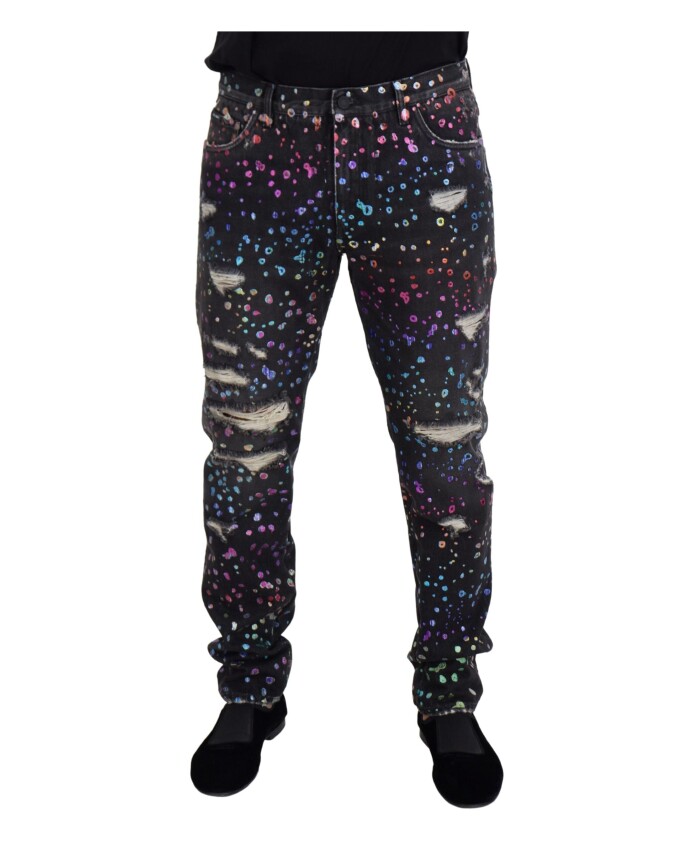 jean-en-denim-noir-a-imprime-multicolore-dechire