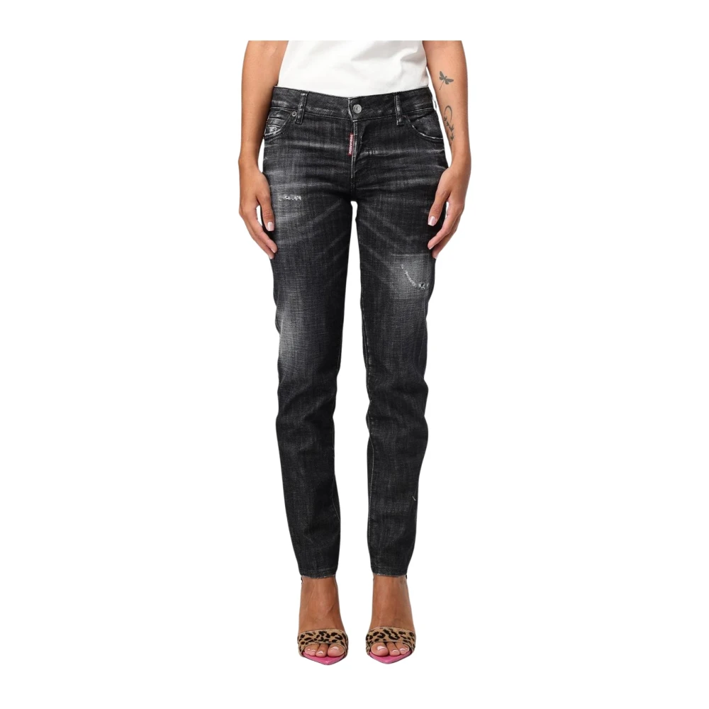 Dsquared2 Women's Black Slim-Fit Jeans,, Distressed Skinny Jeans Small
